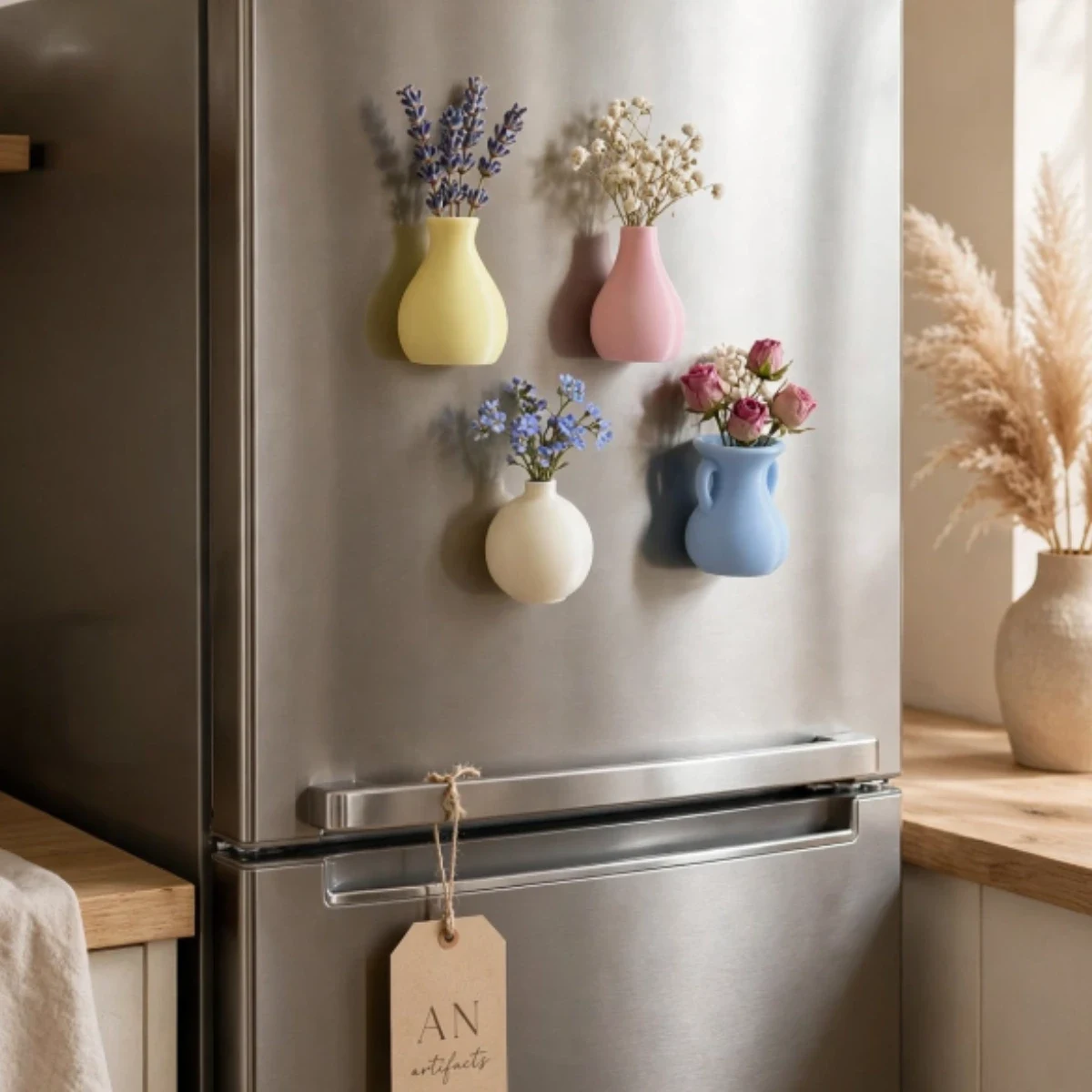 Mini vase fridge magnets